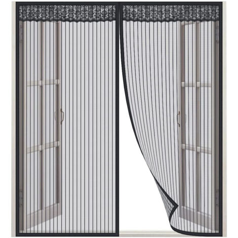 Freosen – Moustiquaire fenêtre magnétique 130x150 cm – Maille dense en Dacron – Installation sans perçage – Couleur noire – Rideau amovible