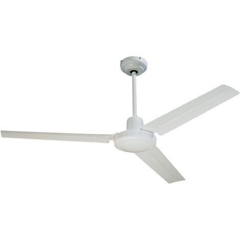Ventilateur de plafond blanc 122 cm – 3 pales en métal laqué – Puissance 65W – Double sens de rotation – Interrupteur mural inclus – Farelek
