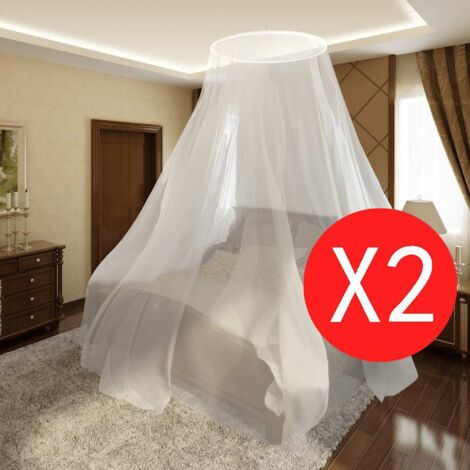 Vidaxl – Moustiquaire de lit ronde 2 pcs 56 cm diamètre – 325 cm base – 230 cm hauteur – Polyester 100% – 156 mesh pour protection insectes
