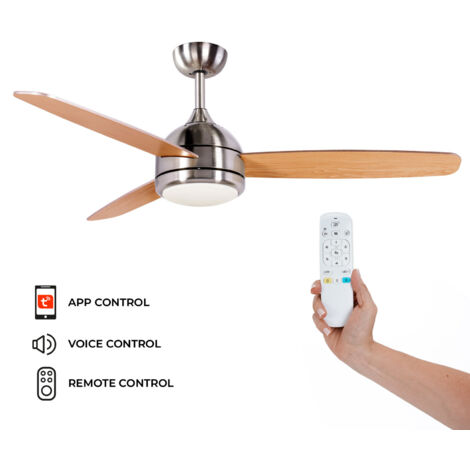 Kekai – Ventilateur de plafond DC 132cm 55W – 6 vitesses – Lumière LED réglable 18W – Pales en bois – Application TUYA SMART – Minuterie 1h/2h/4h