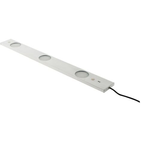 Zenitech – Réglette LED ultraplate 3 spots 6,2W avec détecteur de mouvement – Inox brossé – Angle d'éclairage 120° – Tension 12V – Installation facile