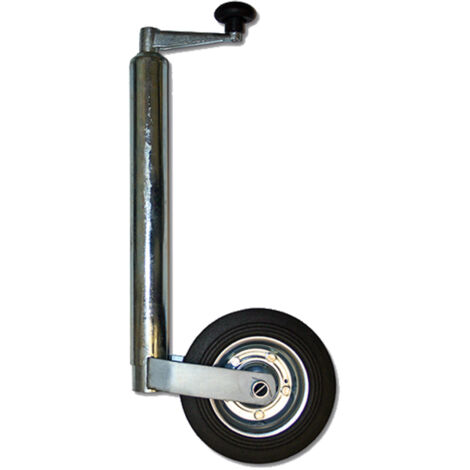 Wiltec Roue Jockey pour remorque – 600 x 250 x 50 mm – DM 48 mm – capacité max. 362 kg – En acier galvanisé et caoutchouc – Béquille Camping car Caravane