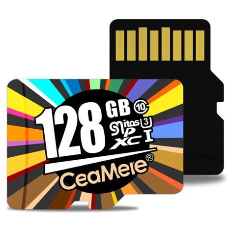 Carte micro 128Go- Convient aux caméras de surveillance, aux enregistreurs de conduite, aux téléphones portables et aux tablettes (1/6)