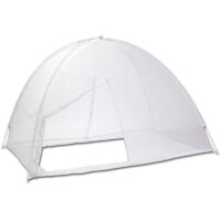 OSE – Moustiquaire dôme pop-up pour lit 200x180cm – Protection complète contre insectes – Housse de rangement incluse – 100% polyester blanc