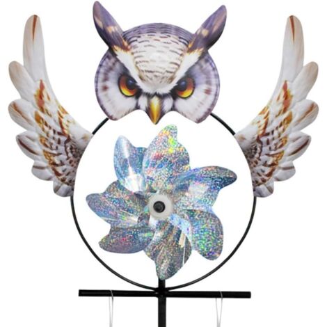 Owl Driver Bird moulin à vent plancher balancier, jardin patio artisanat en fer, outdoor Ground plug decor (1/5)