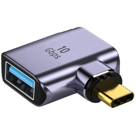 Connecteur magnétique 10 Gbit/s Type C mâle vers USB 3.0 femelle 90 degrés à angle gauche et droit OTG adaptateur de données pour ordinateur portable téléphone (1/5)