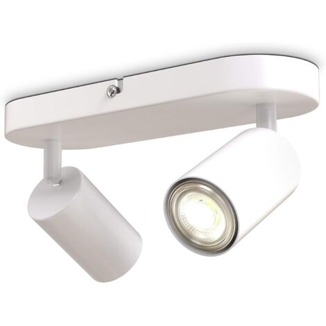 plafonnier spots I 2 spots pivotants & orientables I GU10 I blanc mat I livré sans ampoules (1/5)