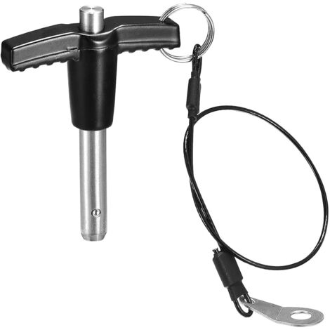 T Poignée Verrouillage Goupilles, 5/16" Épingle Dia. 25/32 " Utilisation Longueur Inox Acier Bouton Rapide Déblocage Broche avec Lanière Câble (8mm-20mm) (1/5)