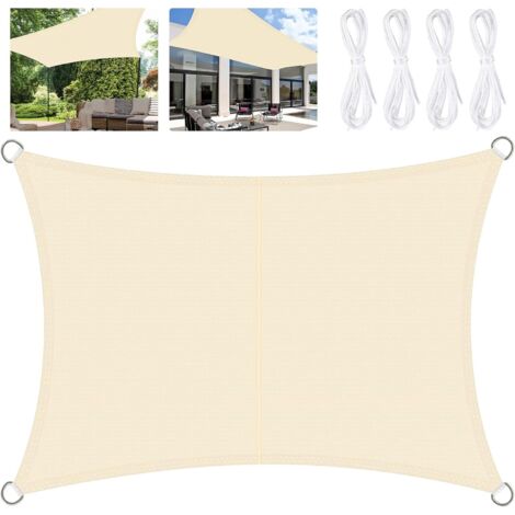Voile d'ombrage 3x4M, Voile d'ombrage Imperméable, Voile d'ombrage Rectangulaire, Toile d'ombrage Une Protection des Rayons UV à 95%, Voile Ombrage pour Extérieur, Terrasse, Jardin, Balcon,Crème (1/5)