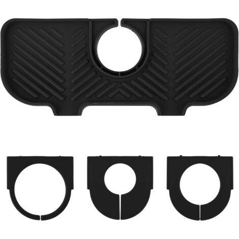 Protection anti-éclaboussures pour évier de cuisine, tapis d'évier en silicone pour robinet, protecteur arrière d'évier, collecteur d'égouttement (noir) (1/5)