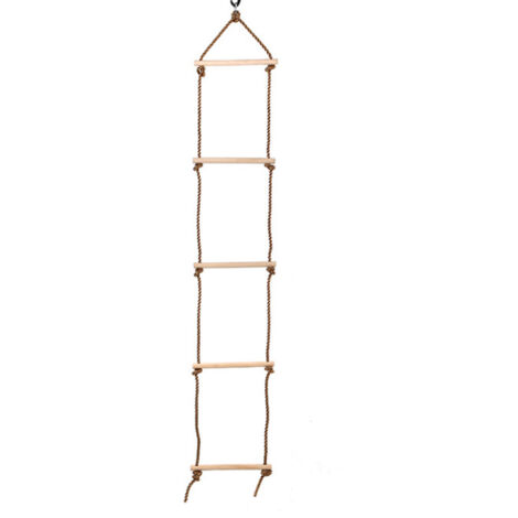 Échelle de Corde Stable pour Enfants en Bois avec 5 échelons, capacité de Charge de 150 kg (1/5)