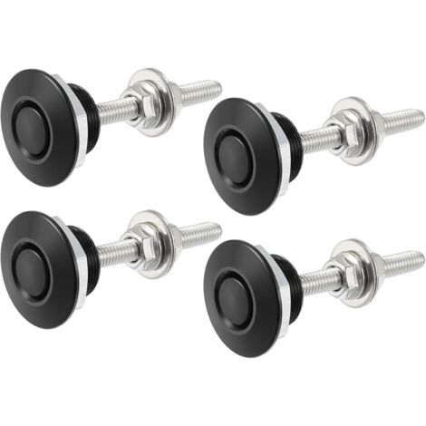 Black Bumper Quick Release Lock Latch Aluminum Alloy Hood Pin Lock Push Button Bonnet - Pack of 4 (1/5)