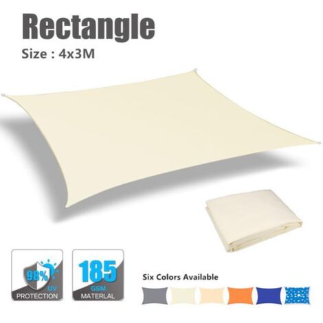 4 X 3M Étanche Soleil Abri Pare-Soleil Protection Voile D'ombrage Auvent Camping Toile D'ombrage Grand Pour Auvent Extérieur Jardin Patio -Beige (1/3)