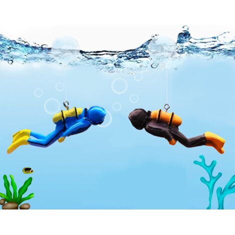 Decoration Aquarium, 2 Pcs Plongeur Ornement avec Boule Flottante, Deco Aquarium de Résine, Plongeur Décor Paysage pour Fish Tank Reservoir de Poisson Aquarium (1/5)