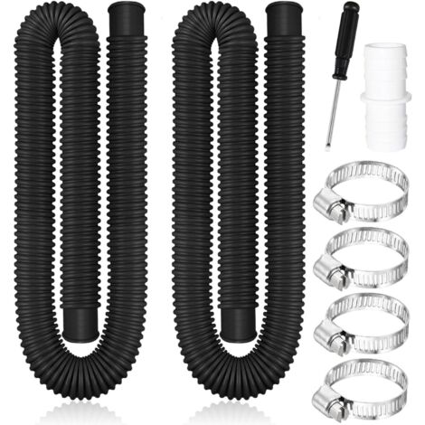 2 Pièces Tuyau Piscine 32mm,150 CM Tuyau pour Piscine Hors Sol avec 4 Pinces Métalliques -Ensemble A-noir (1/5)