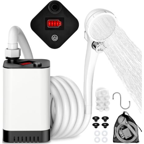Douche Portable Camping, 6000mAH Rechargeable Douche Camping avec Pompe, IPX7 Waterproof, Pommeau de Douche Réglable, pour Extérieure, Camping (1/5)