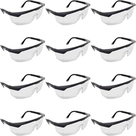 Lunettes de Sécurité │ 12 pièces │ avec branches réglables │ Protection Oculaire │ Lunettes de Sécurité (1/4)