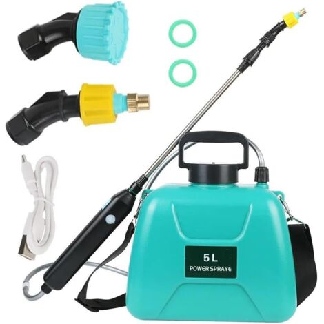 Pulvérisateur électrique rechargeable 5L – Batterie 2400 mAh – Tige télescopique jusqu'à 60 cm – Buse réglable pour nettoyage précis (1/5)