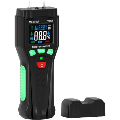 Testeur Humidité, Détecteur d'Humidité à Broche, Écran LCD Couleur avec Alarme Visuelle, peut Mesurer Rapidement la Teneur en Humidité du Bois et des Matériaux de Construction. (1/5)