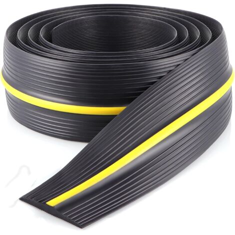 Joint de seuil en caoutchouc EPDM 3m – Antidérapant avec bande jaune – Pour porte de garage basculante ou standard – Étanchéité optimale