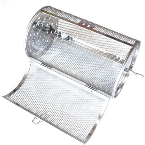 Panier de barbecue en acier inoxydable 18 x 12 cm – Conception rotative 360° pour cuisson uniforme – Idéal pour légumes et viandes (1/5)