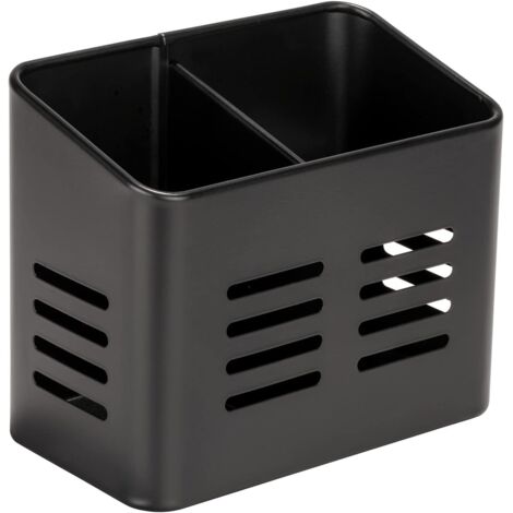 Panier à couverts , corbeille Black Outdoor Kitchen en métal thermolaqué, visuel élégant noir pour le rangement des couverts, 16 x 13,5 x 9 cm (1/5)
