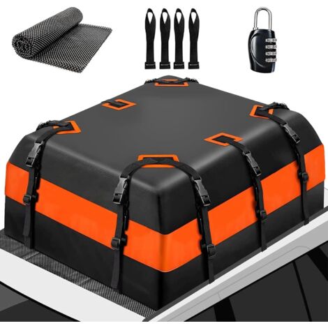 Coffre de toit 585L étanche avec sangles – Sac de toit pour tous véhicules – Matériau 900D résistant aux intempéries – Capacité 7 valises