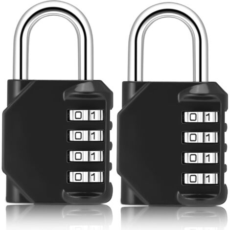 2Pcs Cadenas Code, Cadenas à Code Résistante À La Rouille, Cadenas Code 4 Chiffres, Cadenas Casier, Cadenas a Code Métallique Lourde pour Porte Extérieure Casier Valise (Style B, Noir) (1/5)
