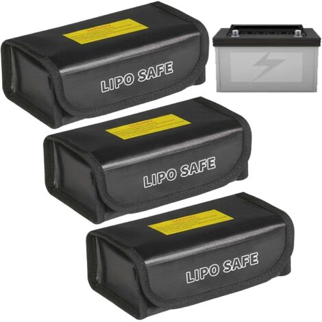 Lot de 3 sacs de protection pour batterie LiPo, ignifuge, anti-explosion, protection ignifuge pour chargement et transport
