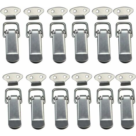 Fermeture à Levier, Loquet à Ressort, 12 pcs Loquet à Bascule Fermoir à Ressort avec Crochet Fermeture à Ressort en Acier Inoxydable pour Coffret, Boîte, Tiroir, Armoire (1/5)