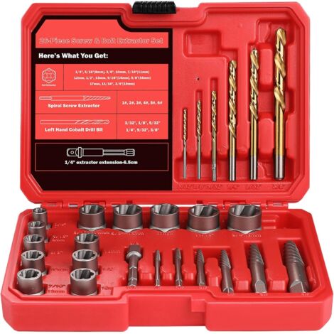 26pcs extracteur de fil cassé écrou boulon extracteur, anti - dentition manchon rouille ensemble d'extraction de vis (1/4)