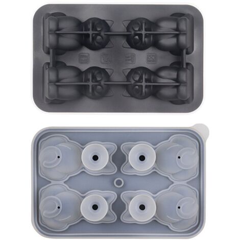 Bac à Glaçons, Ice Cube Tray, Bac a Glacons Avec Couvercle De Chat 3D,Bac a Glacon Silicone 4 Trous Pour Cocktail, Whisky, Bière, Vin (1/5)
