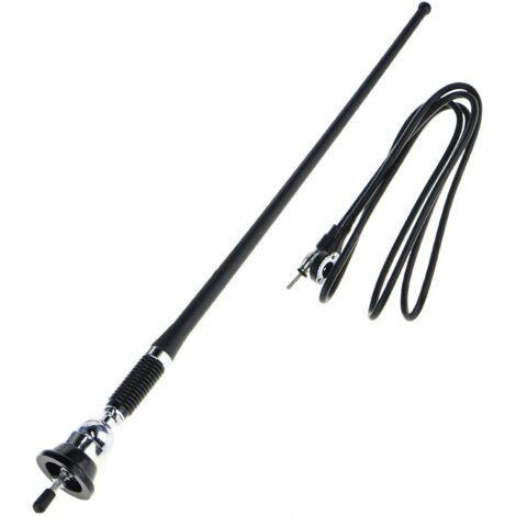 Antenne radio FM AM de voiture de 16,9 pouces, antenne radio FMAM à mât flexible, antenne de signal de montage d'aile AM FM stéréo de voiture universelle avec câble d'extension d'antenne