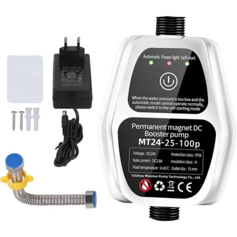 Pompe de surpression d'eau automatique 100 PA – Débit 25 l/min – Tension 24 V – Diamètre tuyau 15 mm – Moteur cuivre silencieux (1/5)