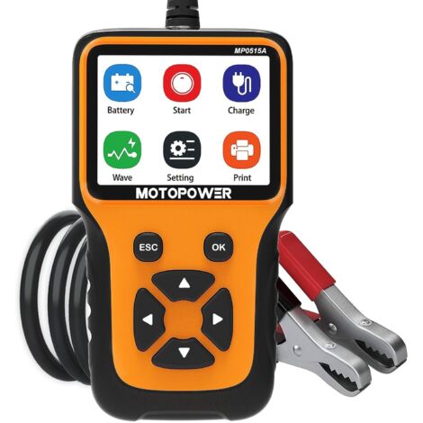 Testeur de charge de batterie 12V – Analyseur d'alternateur – Pour batteries au plomb 100-2000 CCA – Vérification tension et puissance (1/5)