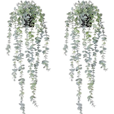 Plante Artificielle Tombante, 2 Plantes Artificielle avec Pots, Plantes artificielles Interieur, Fausse Plante en Pot, Extérieure Intérieure Decoration, Plantes Artificielle Suspendues pour Mariage (1/5)