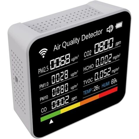 Moniteur de qualité de l'air 14 en 1, détecteur de dioxyde de carbone, compteur de température/d'humidité de , testeur de dioxyde de carbone, blanc (1/5)