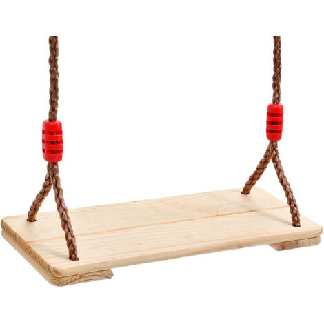 Balançoire extérieure en bois massif – Charge max 160 kg – Corde en PE – Pour aires de jeux et intérieur – Durable et résistante à la corrosion (1/5)