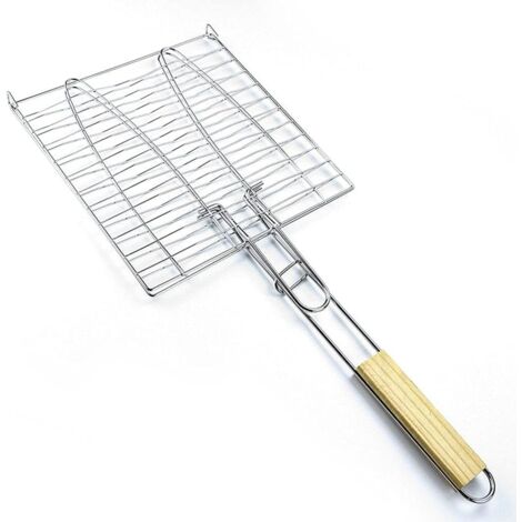 Gril gril Mesh clips, long manche Multi - usage gril Fish clips, fer gril Mesh clips, gros poisson double gril 23.5 23.5cm (1/5)