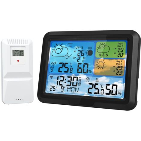 Station météo sans fil WiFi – Capteur extérieur – Température intérieure/extérieure – Humidité – Prévisions 3 jours – Écran couleur