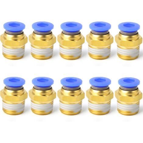 8pcs Raccord rapide pneumatique raccord de tuyau d'air, filetage traversant élément pneumatique à insertion rapide (1/5)