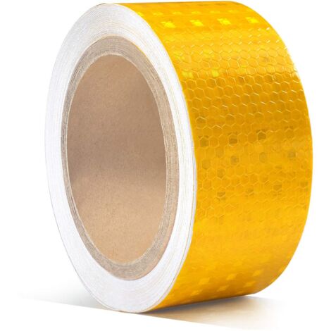 Rubans D'avertissement de Sécurité pour Remorques de 5 cm - Réflecteur de Visibilité - Autocollants de Mise en Garde - Bande Réfléchissante, Jaune (1/5)