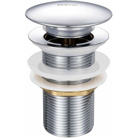 Bonde de lavabo pop-up sans trop-plein – Vidage clapet push open en laiton chromé – Hauteur 78mm – Diamètre 66mm – Raccord G 1-1/4 - DDTP01TY (1/5)