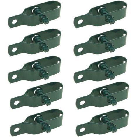 667210 Lot de 10 tendeurs de fil de clôture électrique en acier au carbone pour bétail, bétail, chevaux, ferme, jardin, câble à cliquet, 96 mm d'épaisseur, vert (1/5)