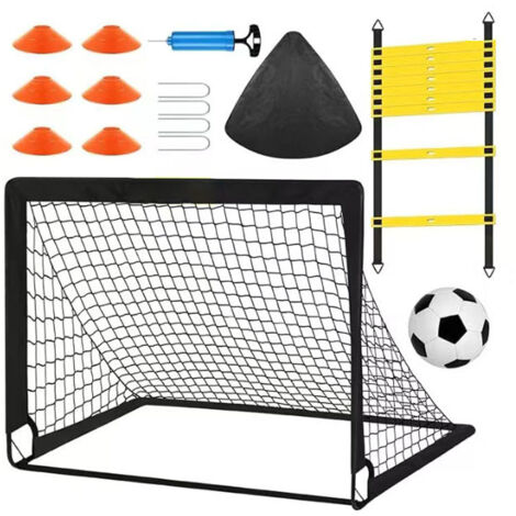 1 buts de football pour enfants, grand but de football pour enfants et adultes, buts de football pliables avec barres en fibre de verre et filets de qualité supérieure, buts de football avec (1/5)