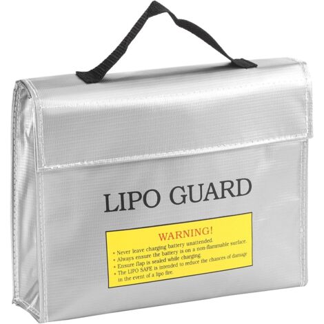 LiPo Sac de Protection, Lipo Sac de Sécurité pour Batterie Antidéflagrant Ignifuge Étanche Portable pour Protéger Les Objets de Valeur, Chargement et Transport Sûrs 235x65x180mm (1/5)