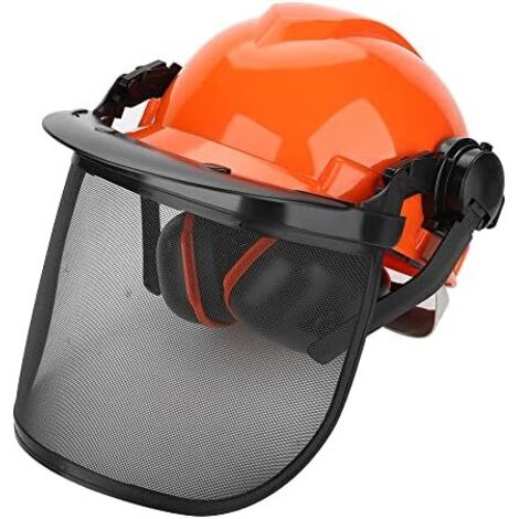 Casque Forestier de Sécurité pour Les Travaux de Type Forestier avec Protections Auditives et Visière en Maille d&39acier, Orange (1/5)