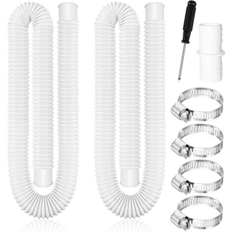 2 Pièces Tuyau Piscine 32mm,150 CM Tuyau pour Piscine Hors Sol avec 4 Pinces Métalliques -Ensemble A-blanc (1/5)