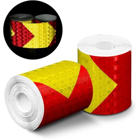 Bande réfléchissante Forme de flèche, 2 pcs 3 m 50 mm Prismatic étanche sécurité Rouleau de Ruban de signalisation Vinyle Autocollant Sécurité Ruban adhésif (1/5)