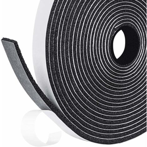 Bande adhésive en mousse caoutchouc pour isolation porte et fenêtre – Étanche à l'air et à l'humidité – 4 rouleaux 12mm x 3mm x 5m (1/5)